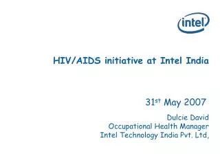 HIV/AIDS initiative at Intel India