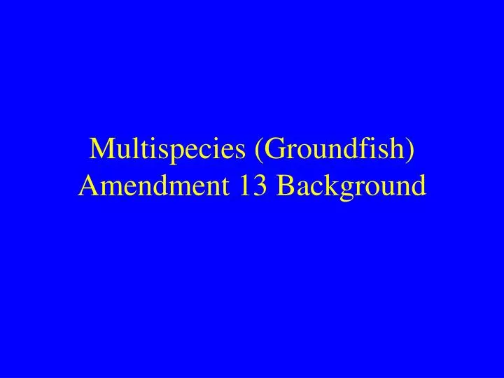 multispecies groundfish amendment 13 background