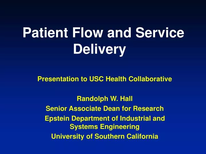 patient flow and service delivery
