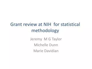 Grant review at NIH for statistical methodology