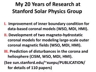 My 20 Years of Research at Stanford Solar Physics Group