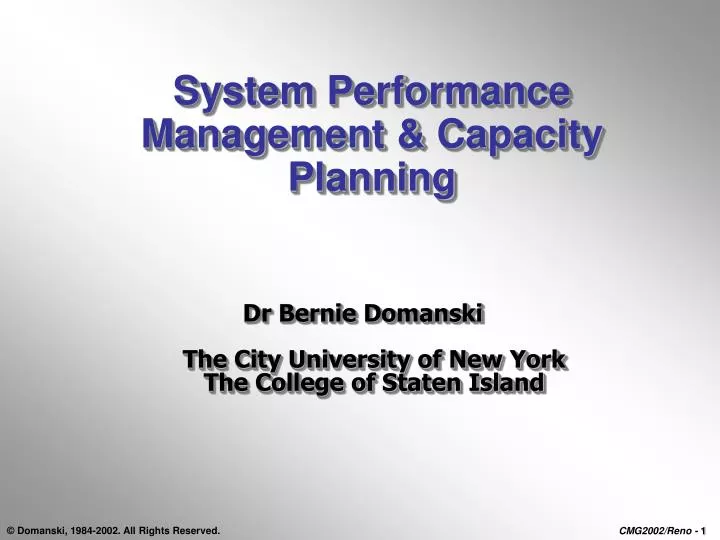 system performance management capacity planning