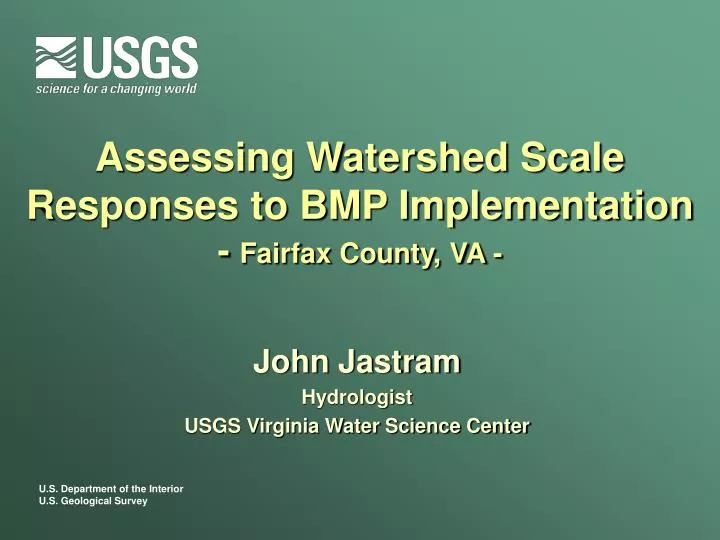 assessing watershed scale responses to bmp implementation fairfax county va