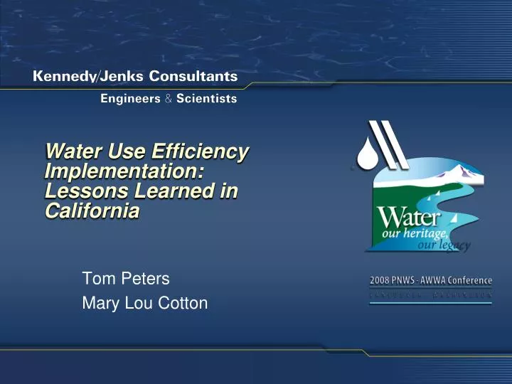 water use efficiency implementation lessons learned in california