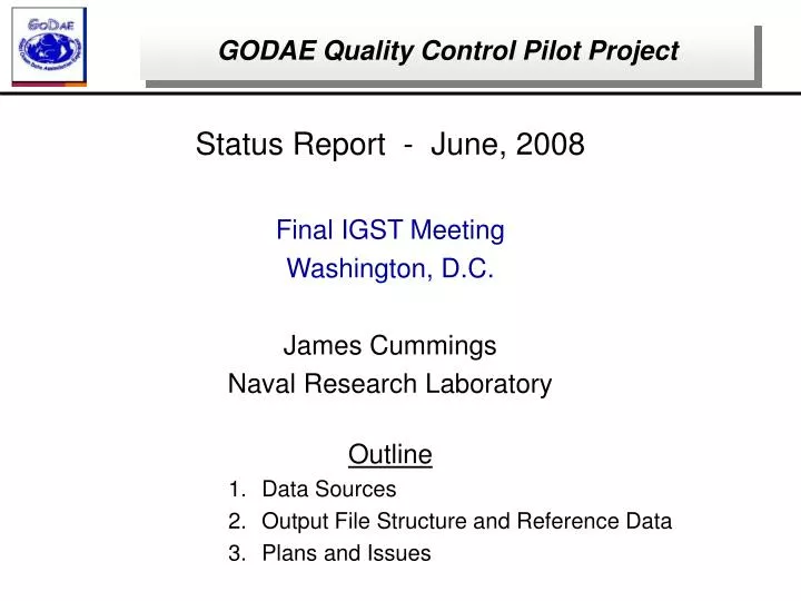 godae quality control pilot project