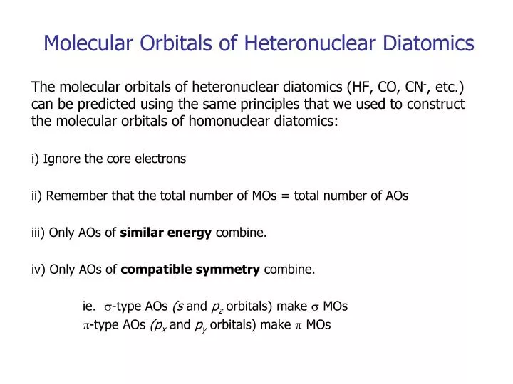 molecular orbitals of heteronuclear diatomics