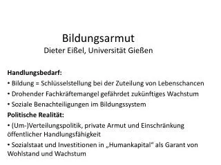 Bildungsarmut Dieter Eißel , Universität Gießen