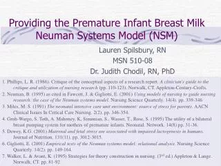 Providing the Premature Infant Breast Milk Neuman Systems Model (NSM)
