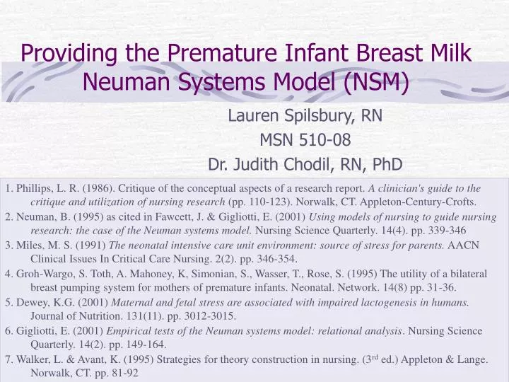 providing the premature infant breast milk neuman systems model nsm