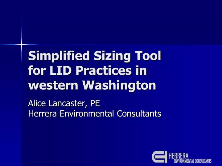 simplified sizing tool for lid practices in western washington