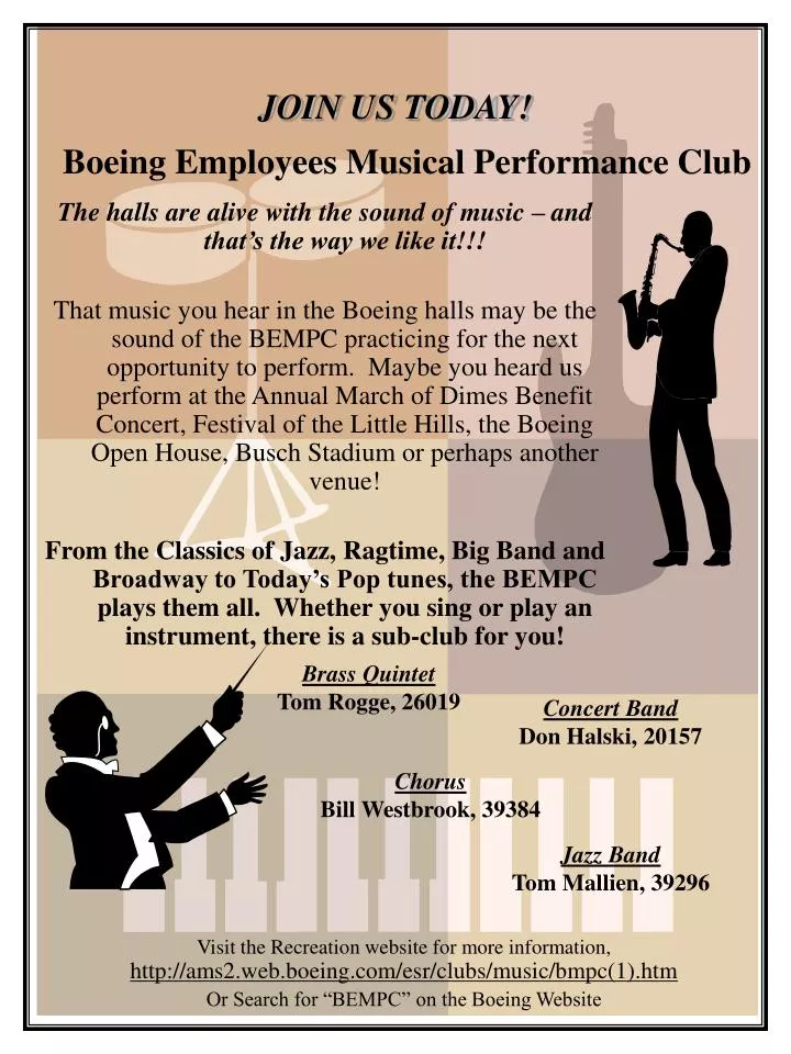 join us today boeing employees musical performance club
