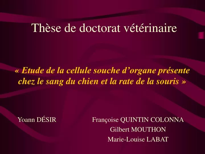 th se de doctorat v t rinaire