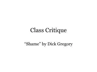 Class Critique