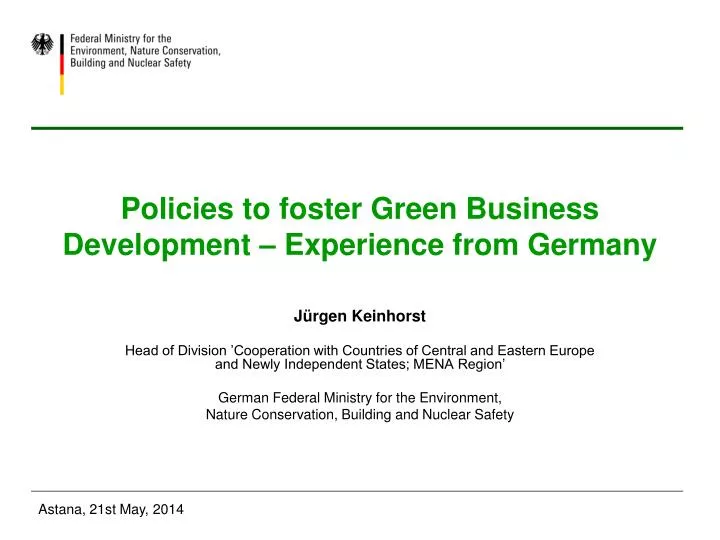 policies to foster green business development experience from germany