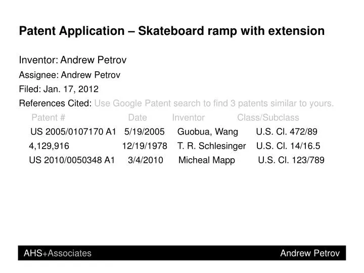 patent application skateboard ramp with extension