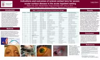 Indications and outcomes of scleral contact lens for severe