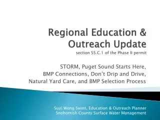 Regional Education &amp; Outreach Update section S5.C.1 of the Phase II permit