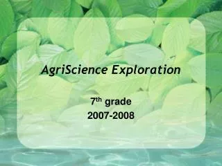 AgriScience Exploration