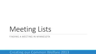 Meeting Lists