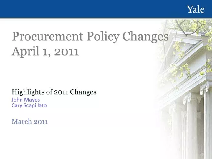 procurement policy changes april 1 2011