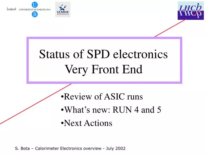 status of spd electronics very front end