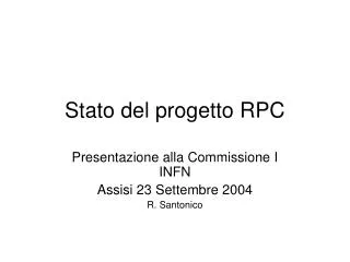 stato del progetto rpc