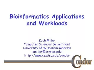 Bioinformatics Applications and Workloads