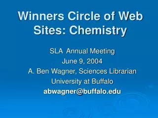 Winners Circle of Web Sites: Chemistry