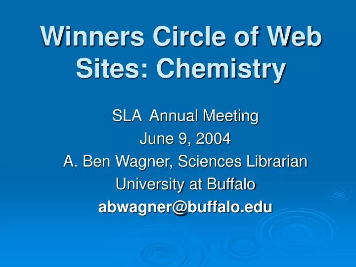 winners circle of web sites chemistry