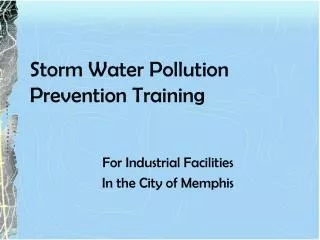 Storm Water Pollution Prevention Training
