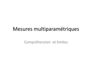 mesures multiparam triques