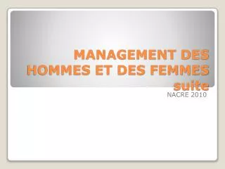 management des hommes et des femmes suite