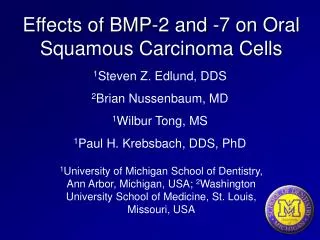 Effects of BMP-2 and -7 on Oral Squamous Carcinoma Cells