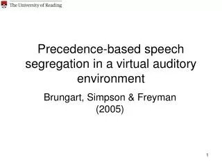 Precedence-based speech segregation in a virtual auditory environment