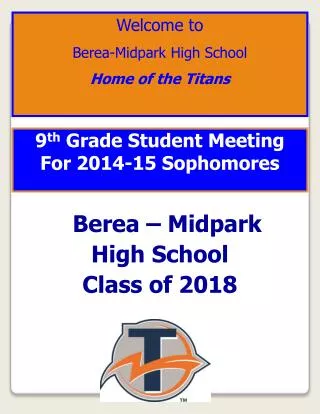 9 th Grade Student Meeting For 2014-15 Sophomores