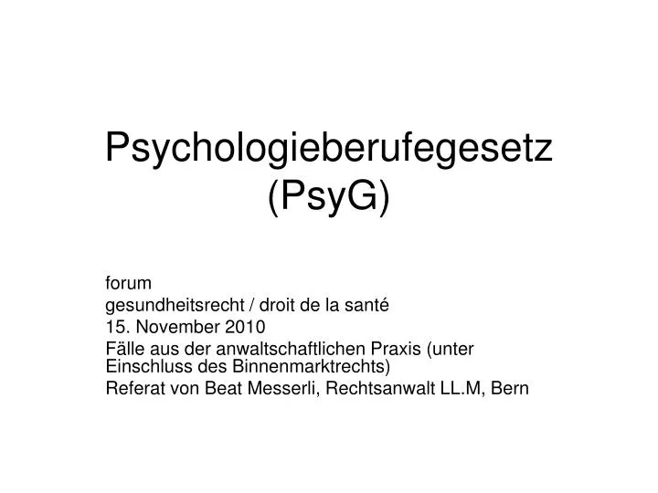 psychologieberufegesetz psyg