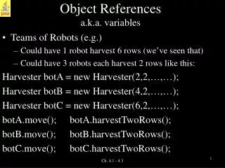 Object References a.k.a. variables