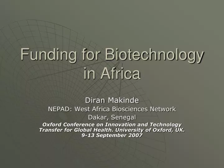 funding for biotechnology in africa