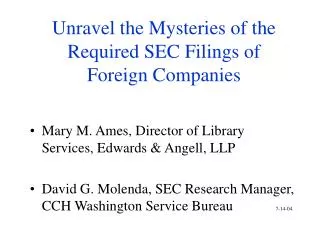 Unravel the Mysteries of the Required SEC Filings of Foreign Companies