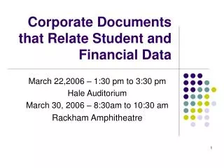 Corporate Documents that Relate Student and Financial Data