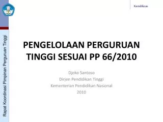 pengelolaan perguruan tinggi sesuai pp 66 2010