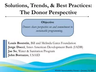 Solutions, Trends, &amp; Best Practices: The Donor Perspective