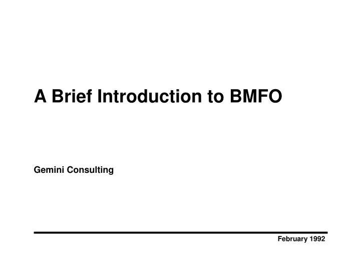 a brief introduction to bmfo gemini consulting