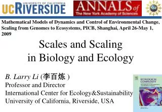 Scales and Scaling in Biology and Ecology