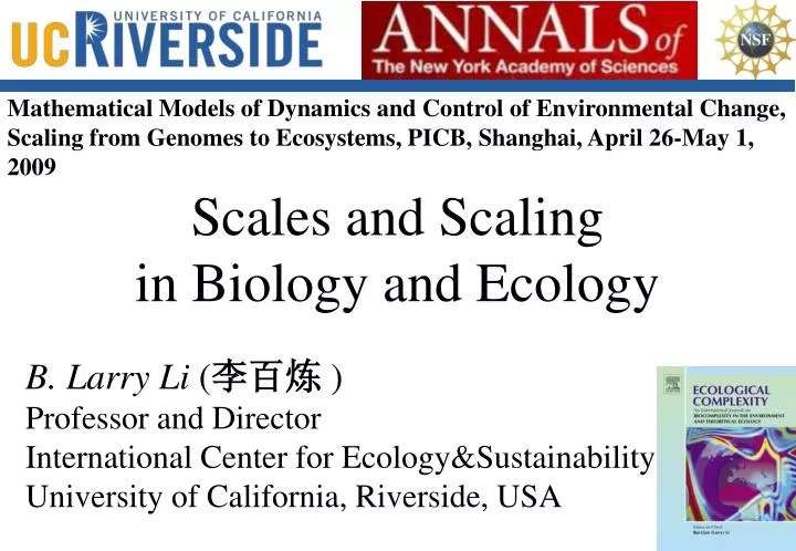 scales and scaling in biology and ecology