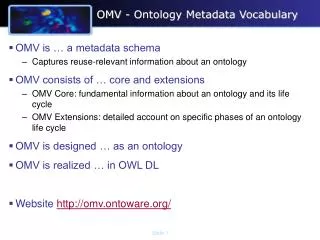 OMV - Ontology Metadata Vocabulary