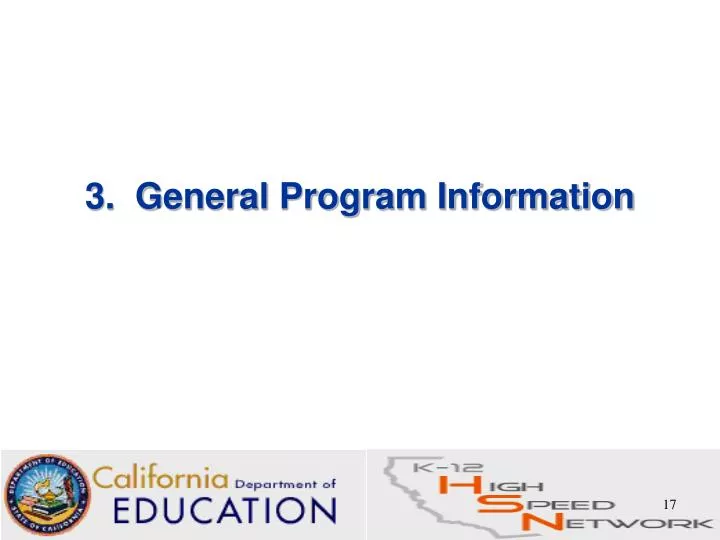 3 general program information