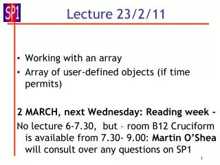 Lecture 23/2/11