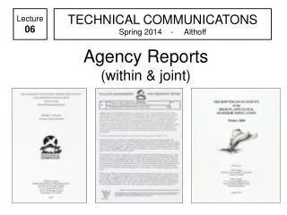 Agency Reports (within &amp; joint)