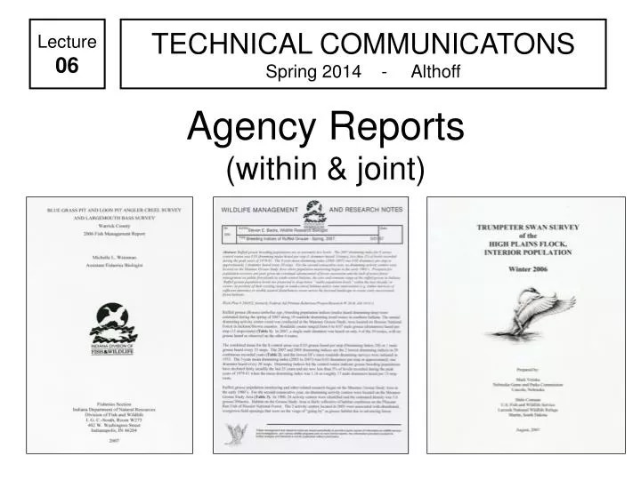 agency reports within joint